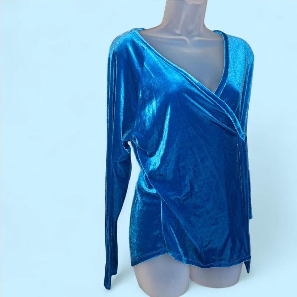 NWT The Limited Velvet Blue Wrap Blouse M